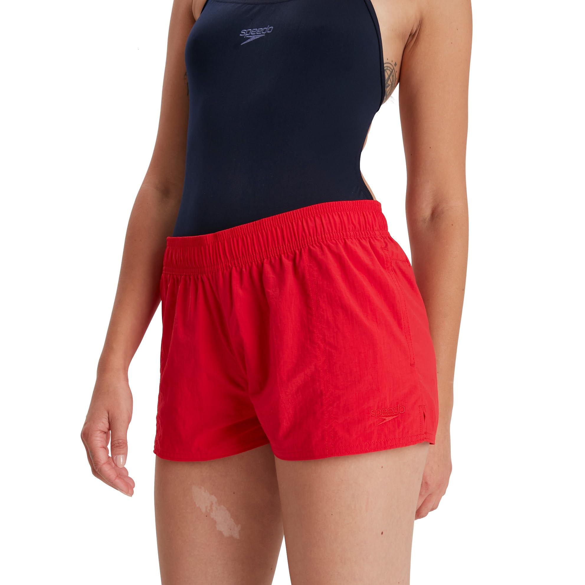 Speedo Women's Essential Watershort Swimming Trunks | Ladies Swim Shorts, Fed Red, XL