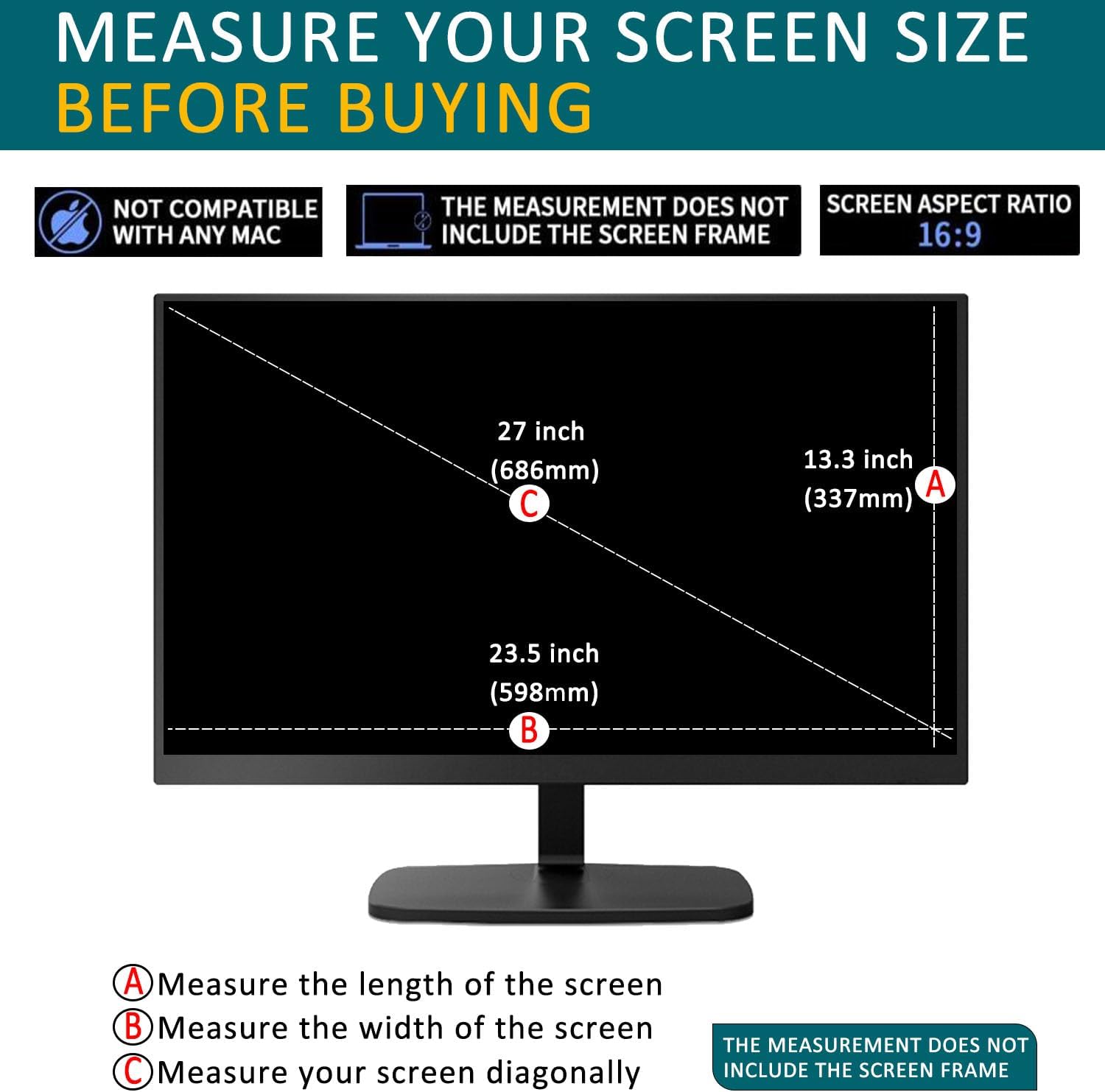 YINOVEEN Anti Blue Light Anti Glare Screen Protector Compatible for Amazon Basics 27 inch Monitor, Blue Light Blocking Protection Eyes Filter