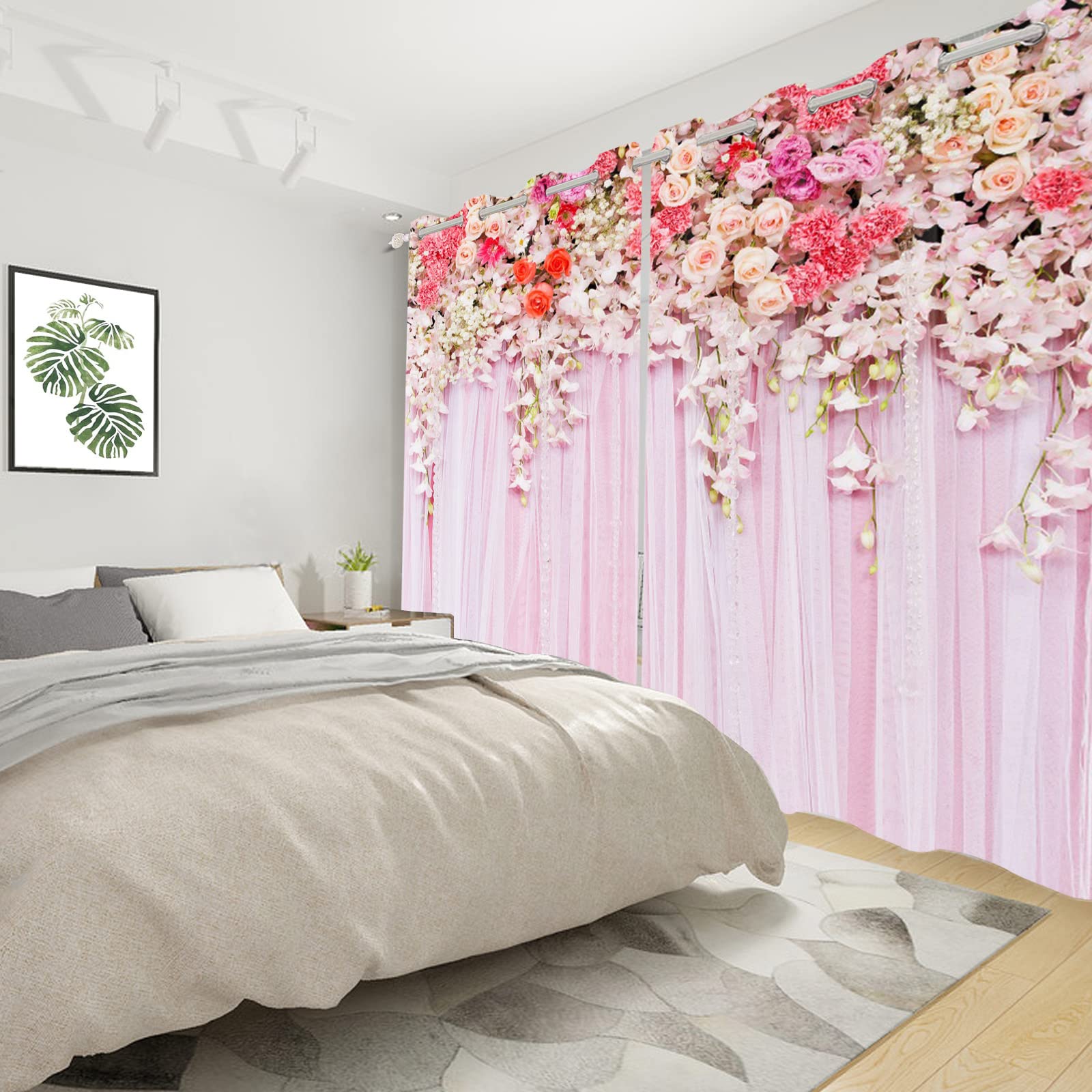 Générique Rideau Occultant Fleur Rose, 140 X 260 (LxH) 2