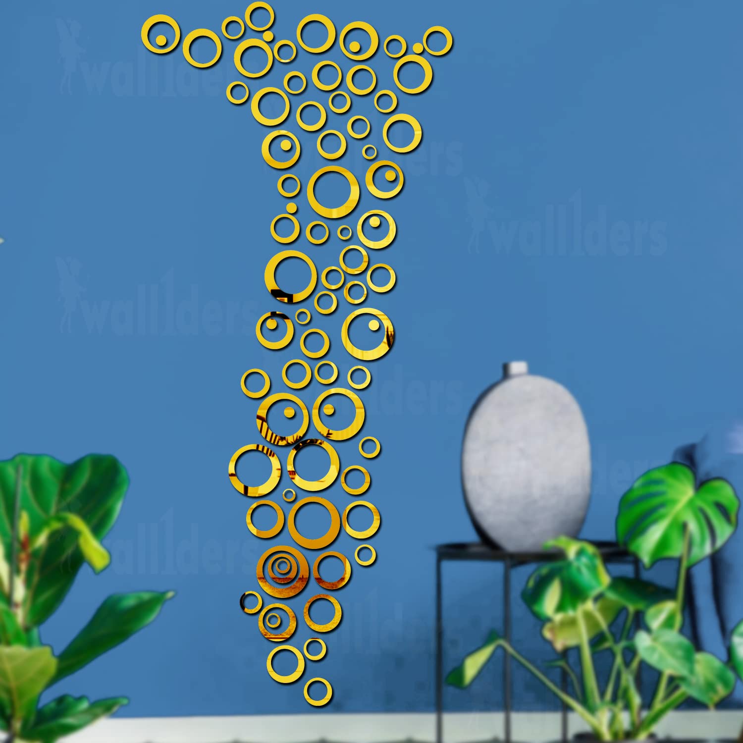 Golden Mirror Wall Stickers - Rings & Dots -1