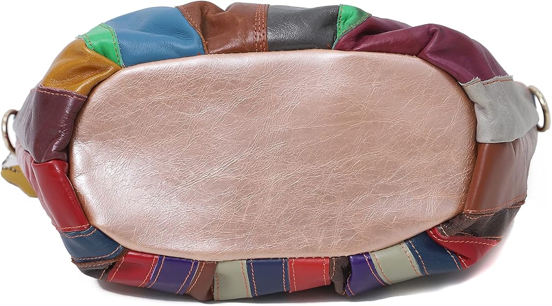 Segater® Vrouwen Multicolor Handtas Echt Leer Unieke Kleur Bijpassende Ontwerp Crossbody Schoudertas Portemonnees, Zwart, Eén maat