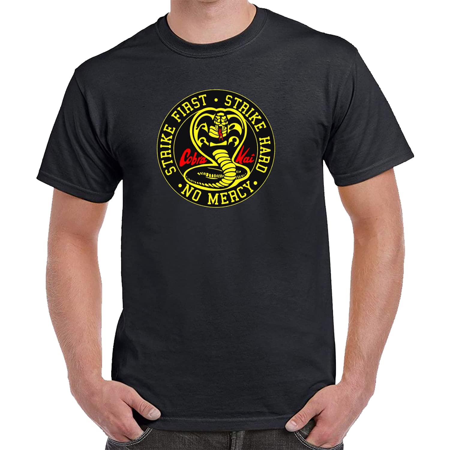 Cobra Kai Logo | Strike First | Strike Hard | No Mercy | Karate Kid Cotton T-Shirt For Men
