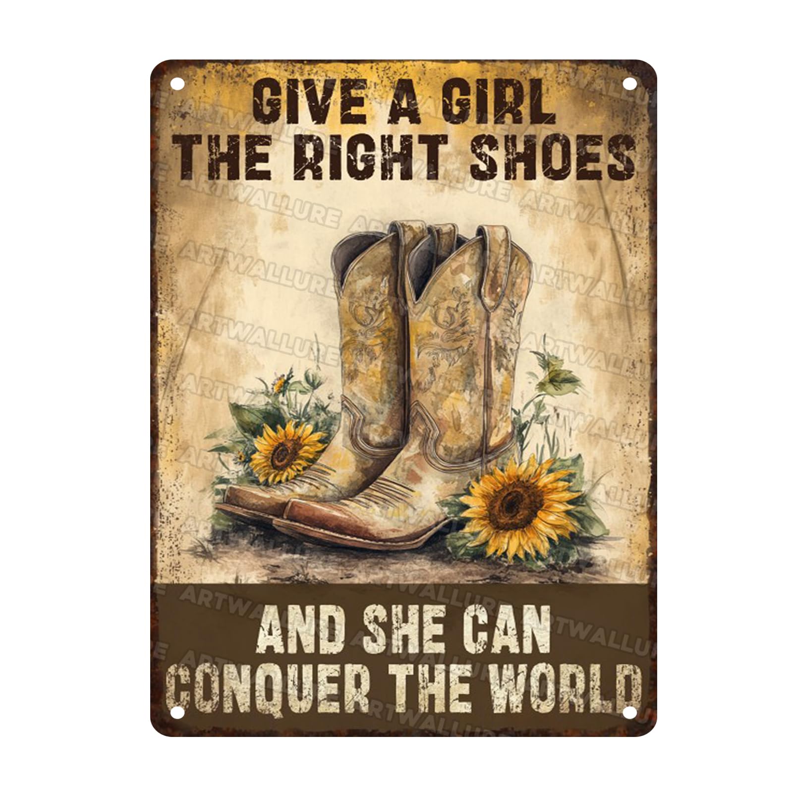 Western Cowgirl Boots Metal Tin Sign Wall Decor Vintage Retro Iron Painting Bar Cafe Garage Inspirational Gift Dcor 12x16inch