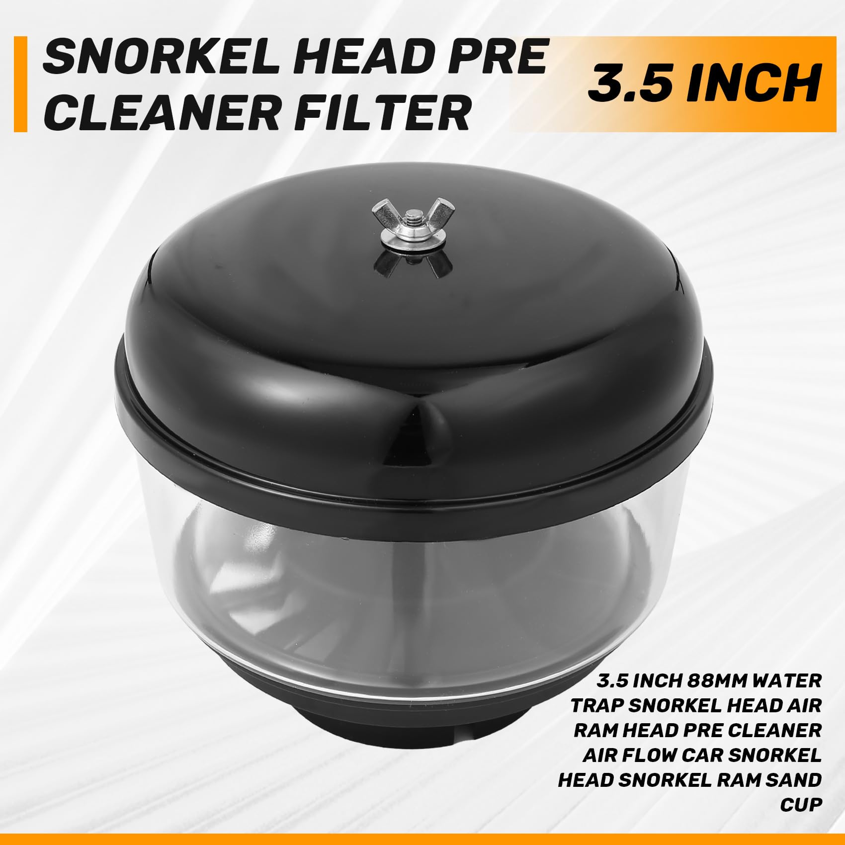3.5 Pulgadas 88Mm Trampa de Agua Cabeza de Snorkel Cabeza de Ram de Aire Prefiltro de Flujo de Aire Cabeza de Snorkel de Coche Copa de de Ram de Snorkel para Nissans