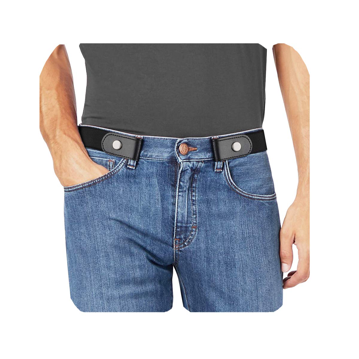 No Buckle Stretch No Show Belt for Men 1.38 inches Wide, Buckless Invisible Elastic Belt for Jeans Pants by WHIPPY