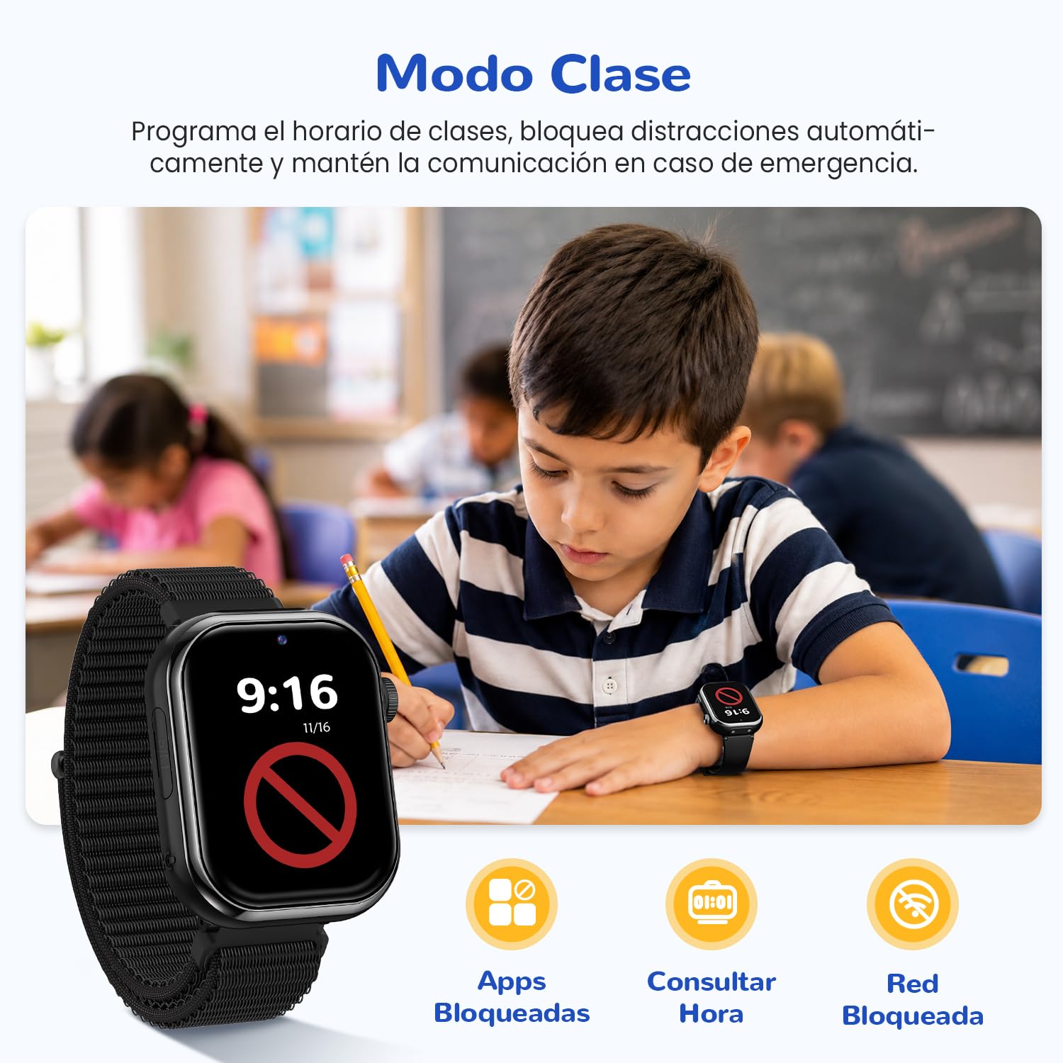 4G Reloj Inteligente Niño con GPS y Llamadas, Doble Cámara, Linterna, Negro