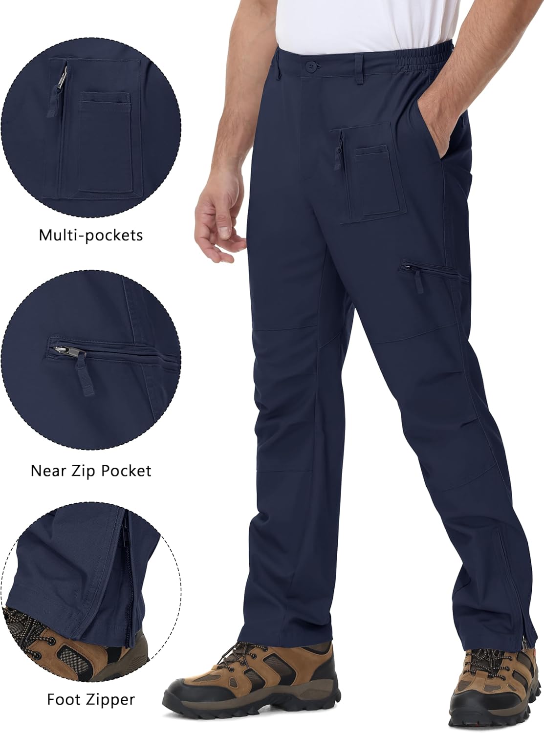 CRYSULLY Men's Cargo Pants Tactical Work Pants for Men Ripstop 9 Pockets Construction Trousers (No Belt) - Image 4