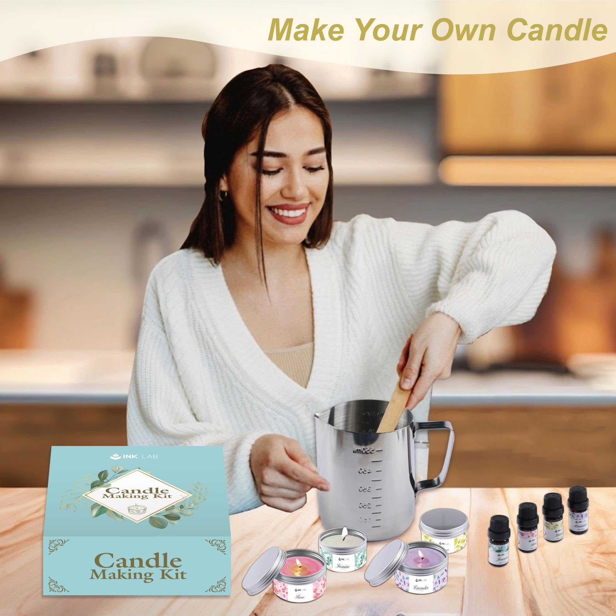 Candle Making Shuttle Art Doe-het-zelf Kaarsenmaakset Met 1,36 Kg Sojawas Smeltpan Geurolie Lonten Kaarsenblikjes Kleurstoffen Kaarsen Trekken Kaarsenmaakset Om Zelf Geurkaarsen Te Maken DIY Kaarsen Set Sojawas