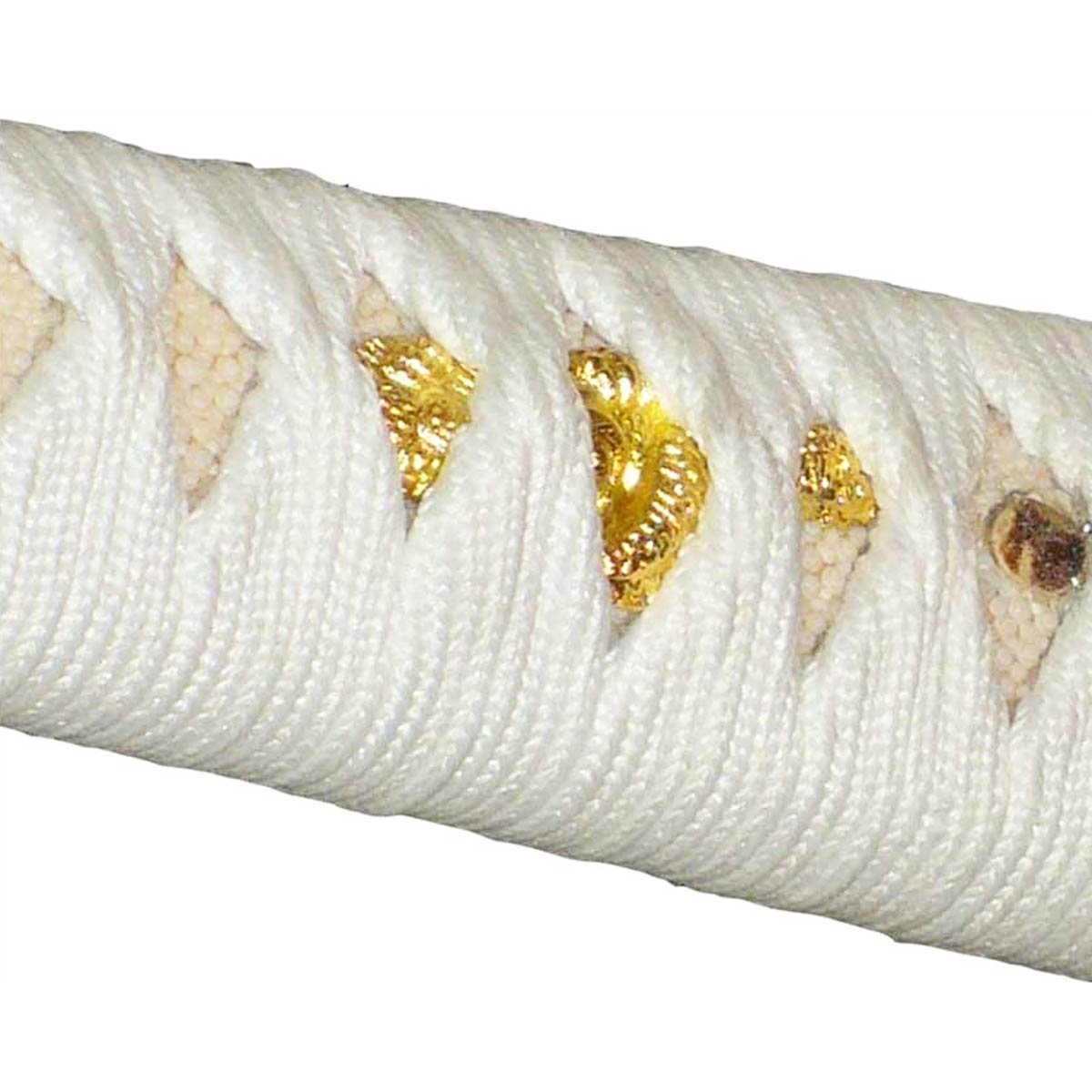 Katana Samuraischwert scharf - Handgeschmiedet aus Carbonstahl | Echtes Schwert im japanischen Stil – 104 cm - Weißes Griffband & dunkle Holz-Saya - 1045 Carbonstahl