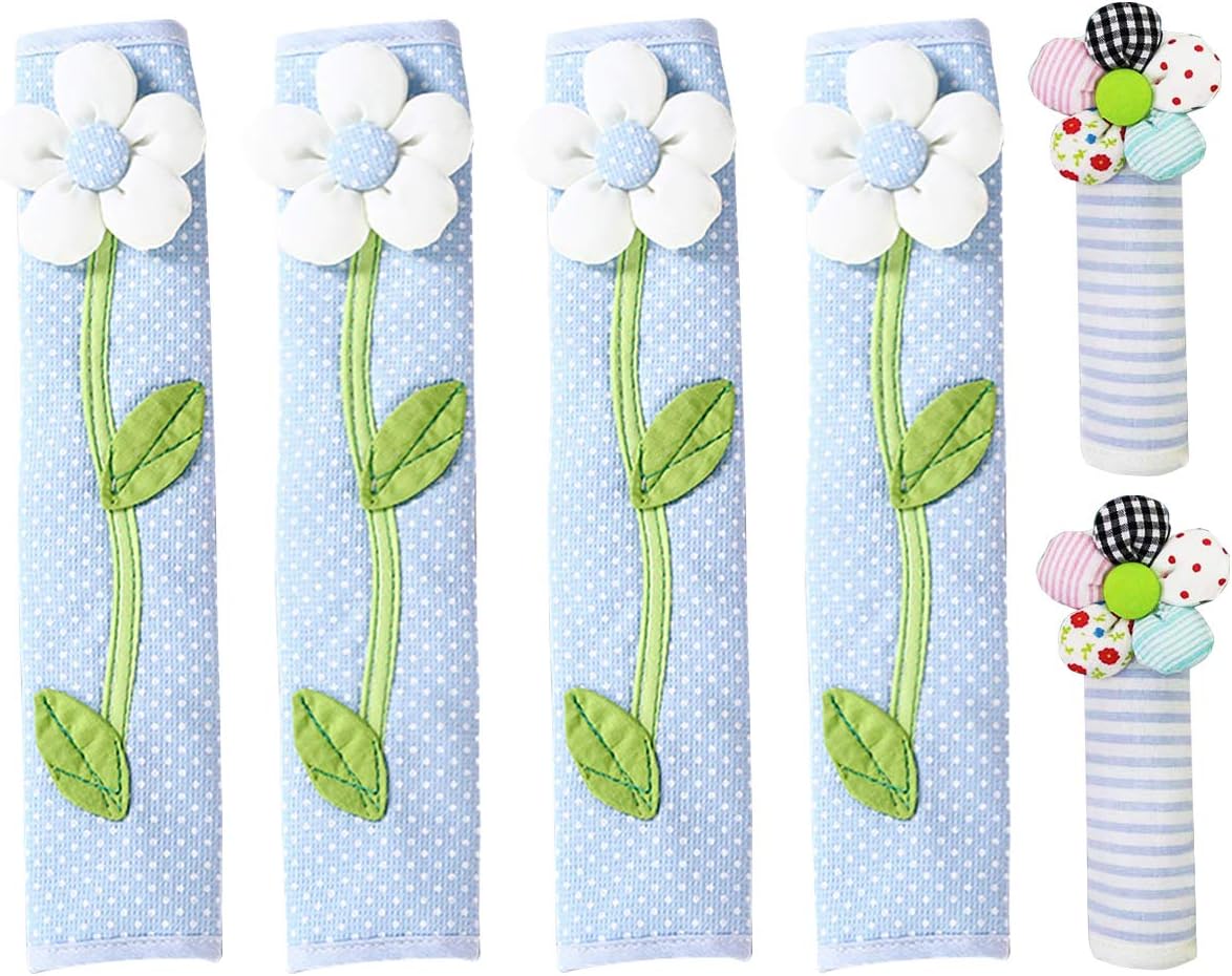 6 Pack Refrigerator Door Handle Covers Kitchen Appliance Protective Gloves Anti-Slip Cloth Protector for Dishwasher Microwave Oven (Blue)