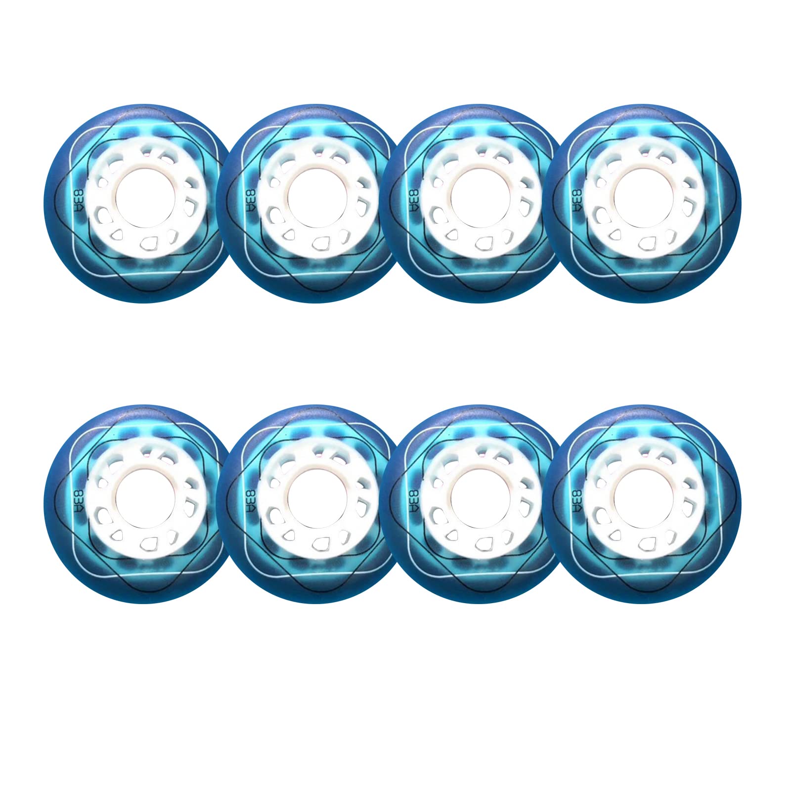 Generico Rotelle per Pattini in Linea Esterno Interno Ruote di Ricambio per Skate in Linea Pattinaggio 83A 64mm 68mm 70mm 72mm 76mm 80mm Ruote di Ricambio in Poliuretano Senza Cuscinetti Set di 8