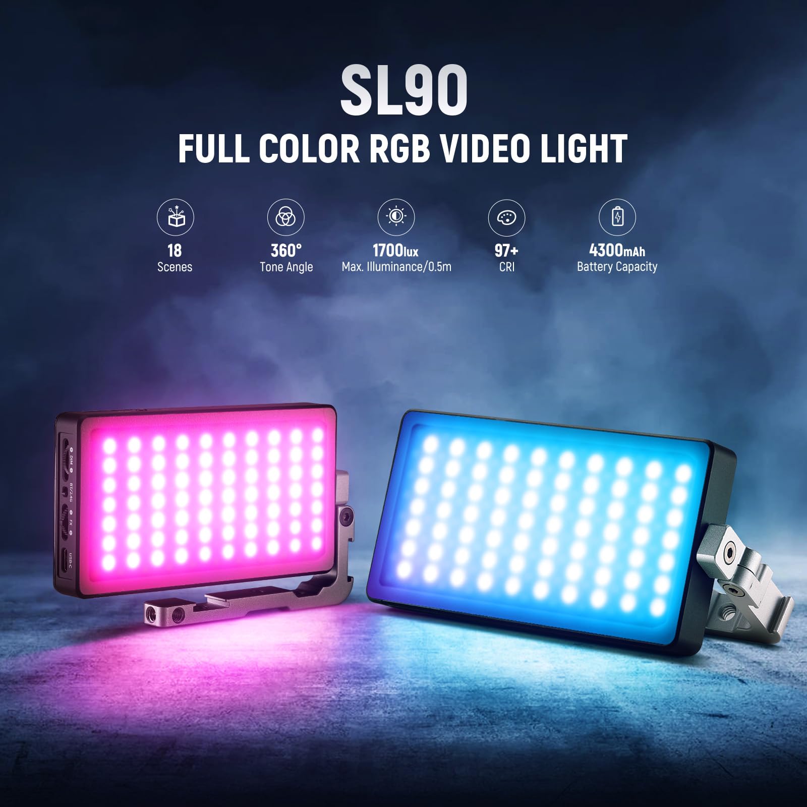 NEEWER Lampe Vidéo RGB 12W SL90 - Panneau LED Portable Pour Streaming, Selfie Et Vlogging