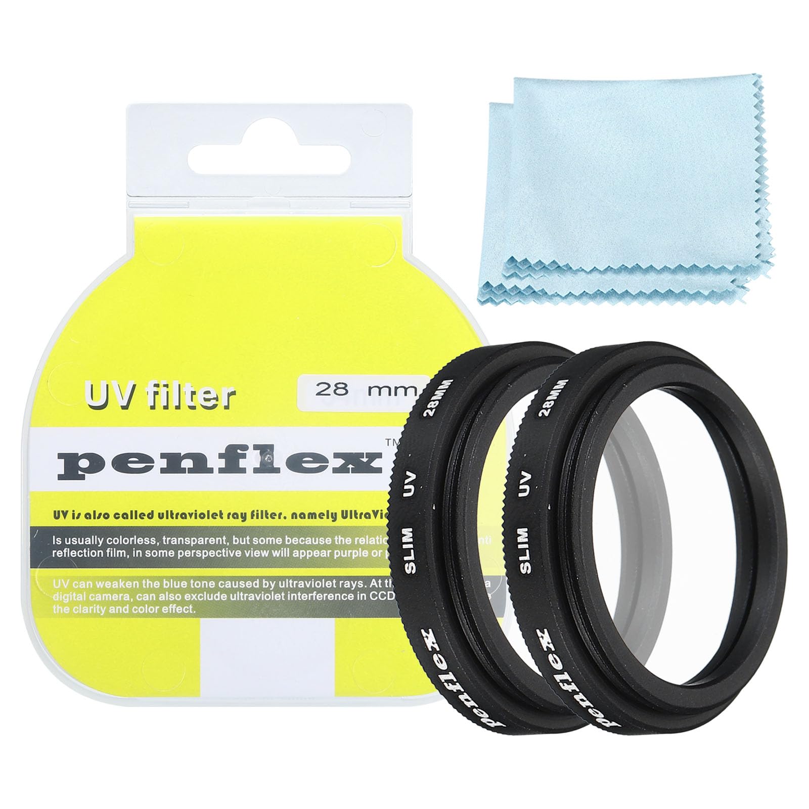 PATIKIL 28mm UV Filter, 2 PCS UV Protection Filter Slim UV Protection Camera Lens Filter Aluminum Optical Camera Accessory Crystal Clear Pics for 28mm