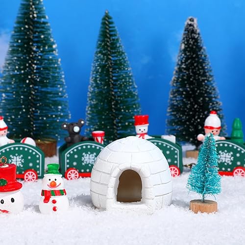 Vista 8 de HOMSFOU Mini iglú - Juguete realista de casa de hielo, figuras árticas, juguetes de oso blanco, diorama ártico, cumpleaños para niños y niñas, casa
