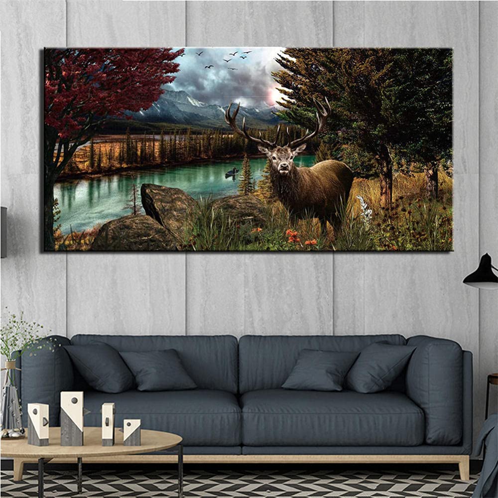 Diamond painting géant cerf pour sublimer le décor de mur de votre salon