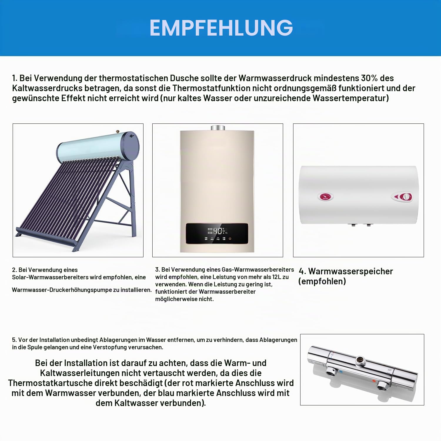 BONADE Duschsystem mit Thermostat Regendusche Duschkopf aus 304 Edelstahl, Duscharmatur Komplettset inkl. Duschthermostat, Verstellbare Wandhalterung 10 Zoll Regenbrause, Badewannenarmaturen set