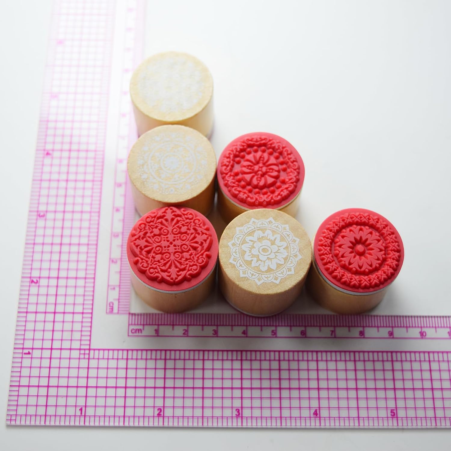 6 Pieces Floral Pattern Round Wooden Rubber Stamp for Scrapbooking image 3