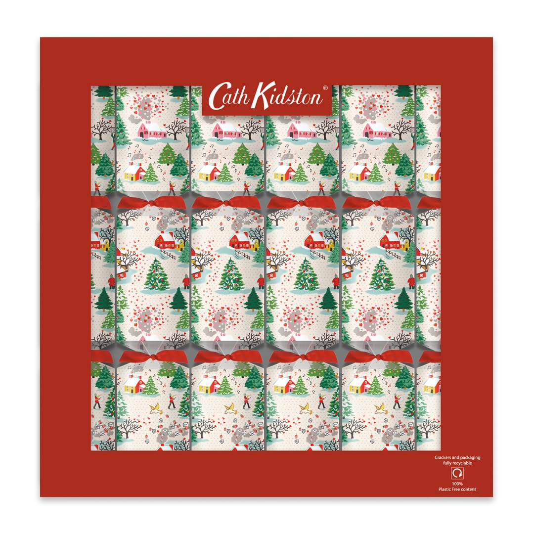 Penny Kennedy Cath Kidson Designed Christmas Crackers - Shine Bright Design - Tray of 6 x 12 Inch - Eco Friendly Plastic Inside - Luxury Deluxe Christmas Crackers