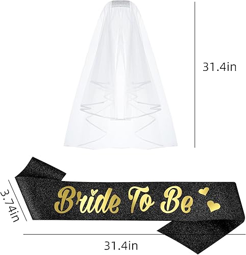 Miniatura 3 de Banda y velo para despedida de soltera Banda y velo de novia de oro negro y longitud al hombro para despedida de soltera, despedida de soltera,