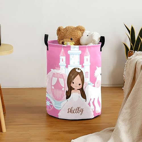 Miniatura 3 de Cesta de lavandería personalizada con asa de almacenamiento impermeable para niñas de princesa, ropa plegable, juguete, guardería