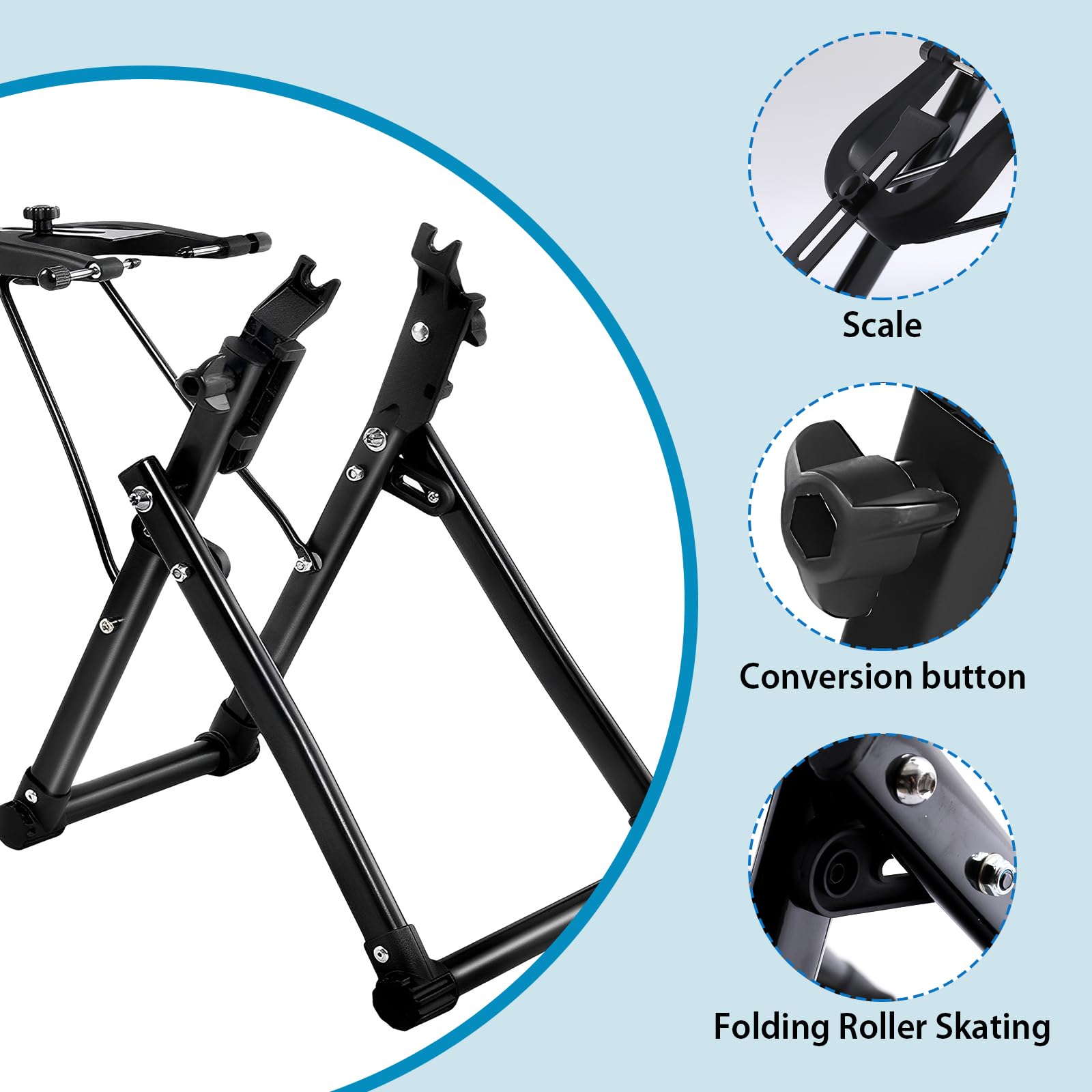 LIROPAU Soporte de centrado para ruedas de bicicleta, plegable, soporte de montaje, adecuado para bicicletas de montaña, bicicletas de carretera, de metal, color negro