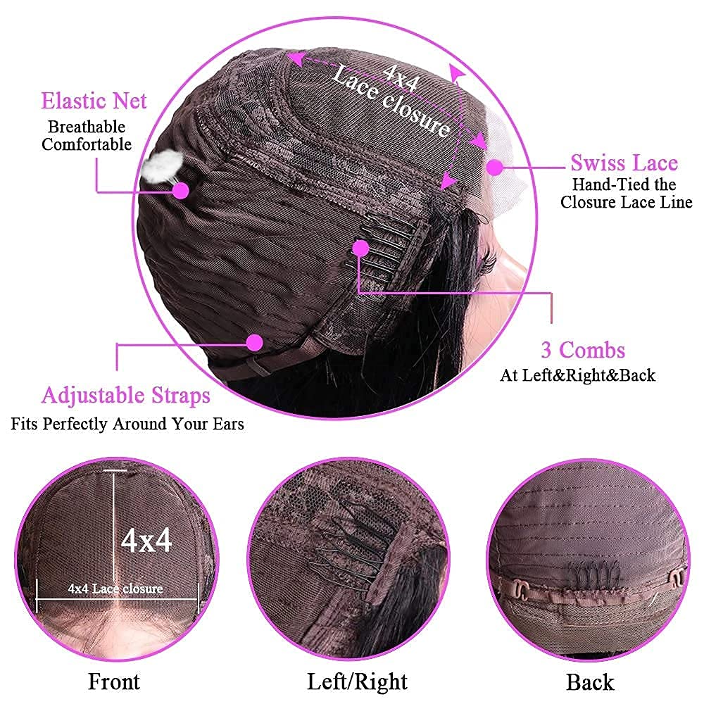 Curly Lace Front Wigs Human Hair Pre Plucked 150% Density 4x4 Deep Wave Human Hair Lace Front Wigs with Natural Hairline Brazilian Wigs for Black Women Human Hair