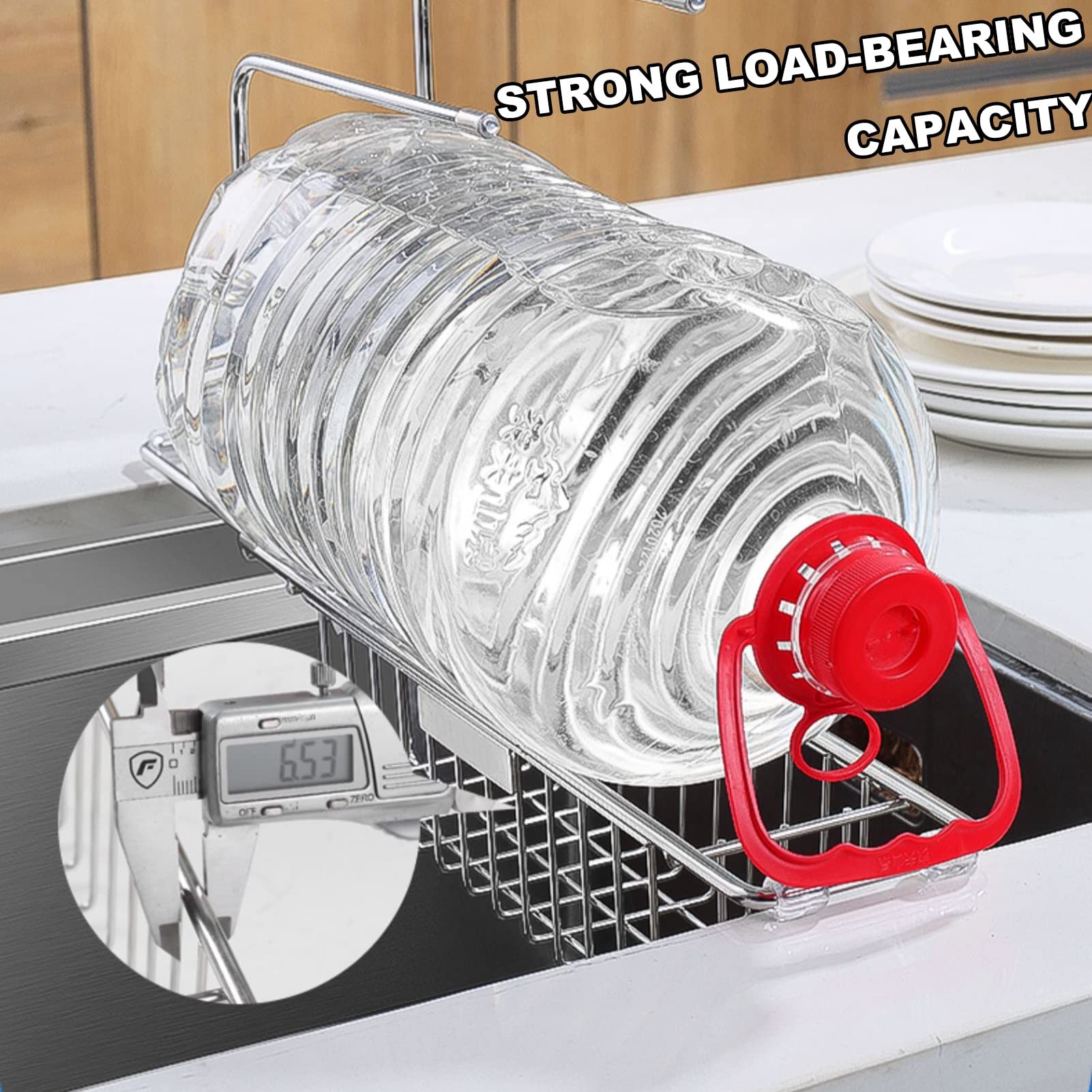 FAXIOAWA Colador retráctil de Acero Inoxidable para Fregadero, Cesta de Drenaje telescópica, Cesta de Drenaje para Estante de Cocina, Estante para secar Platos sobre el Fregadero