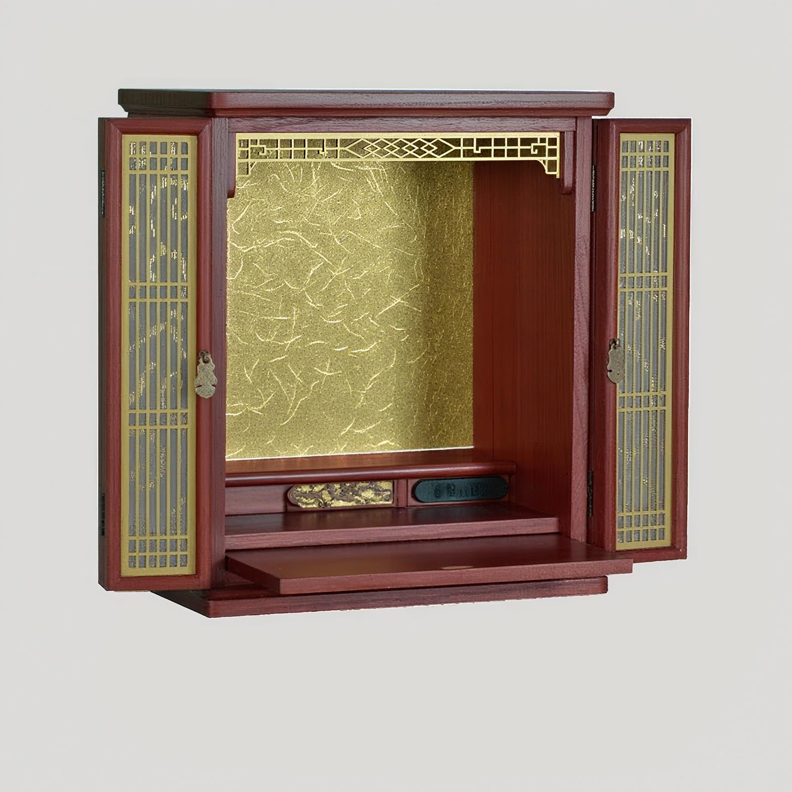 JNTFNE Buddhist Altar Stand With Niche,meditation Table,Buddha Statue LED Lighting,home Worship Table,suitable Spiritual Practice Meditation Cultivation(Rosewood Finish,L)