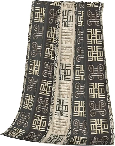 Miniatura 3 de Yssammns Manta de forro polar ultrasuave, patrón africano con símbolos Adinkra, manta de felpa para todas las estaciones, manta ligera para cama,