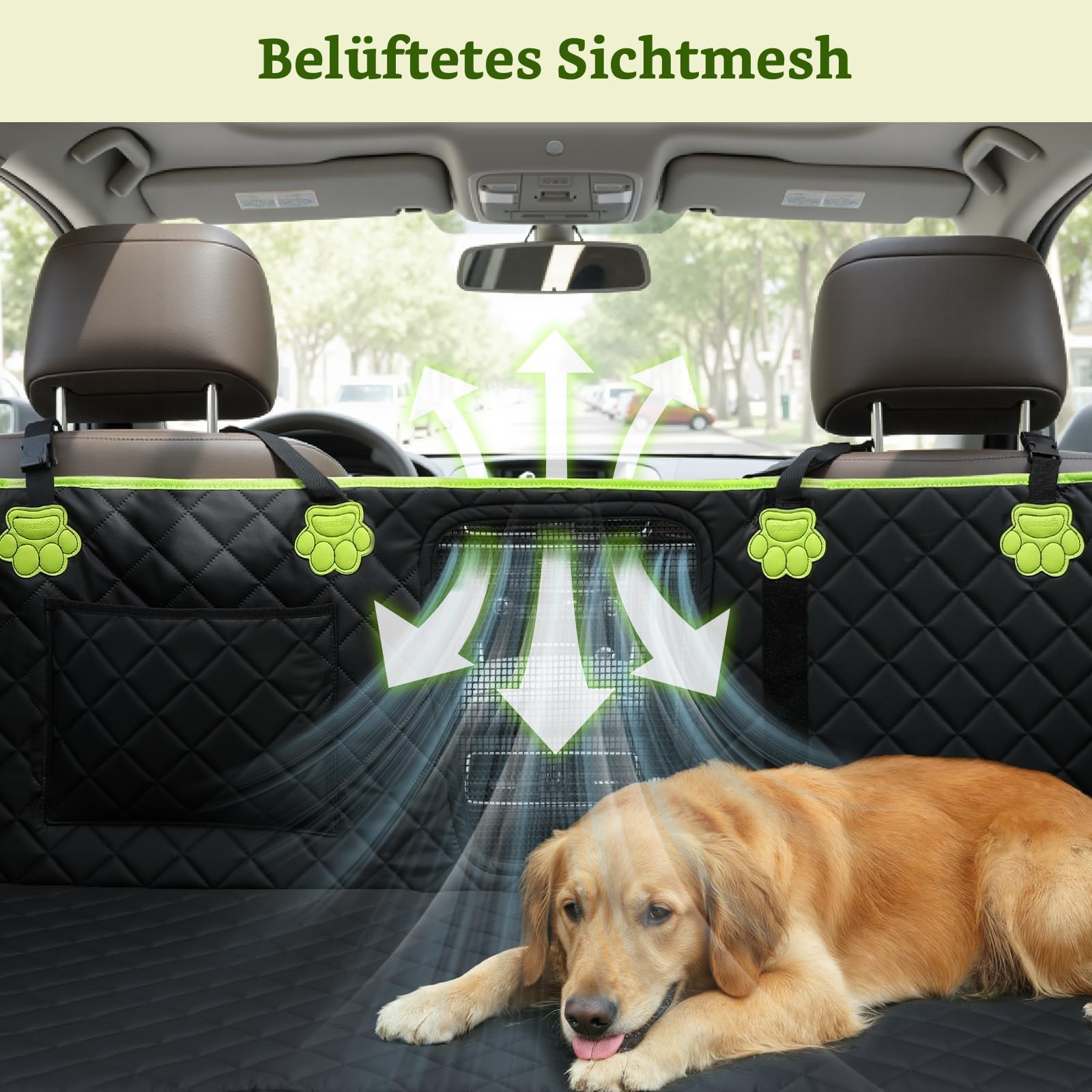 pecute 2-in-1 Hundedecke Auto Rückbank, Extra Stabiler Hunde Autositz, Hunde Autositz Rückbank Verbreitert, Autoschondecke Hund Rücksitz mit Harter Unterseite, wasserdichte & Anti-Kratz, Sofa Textur