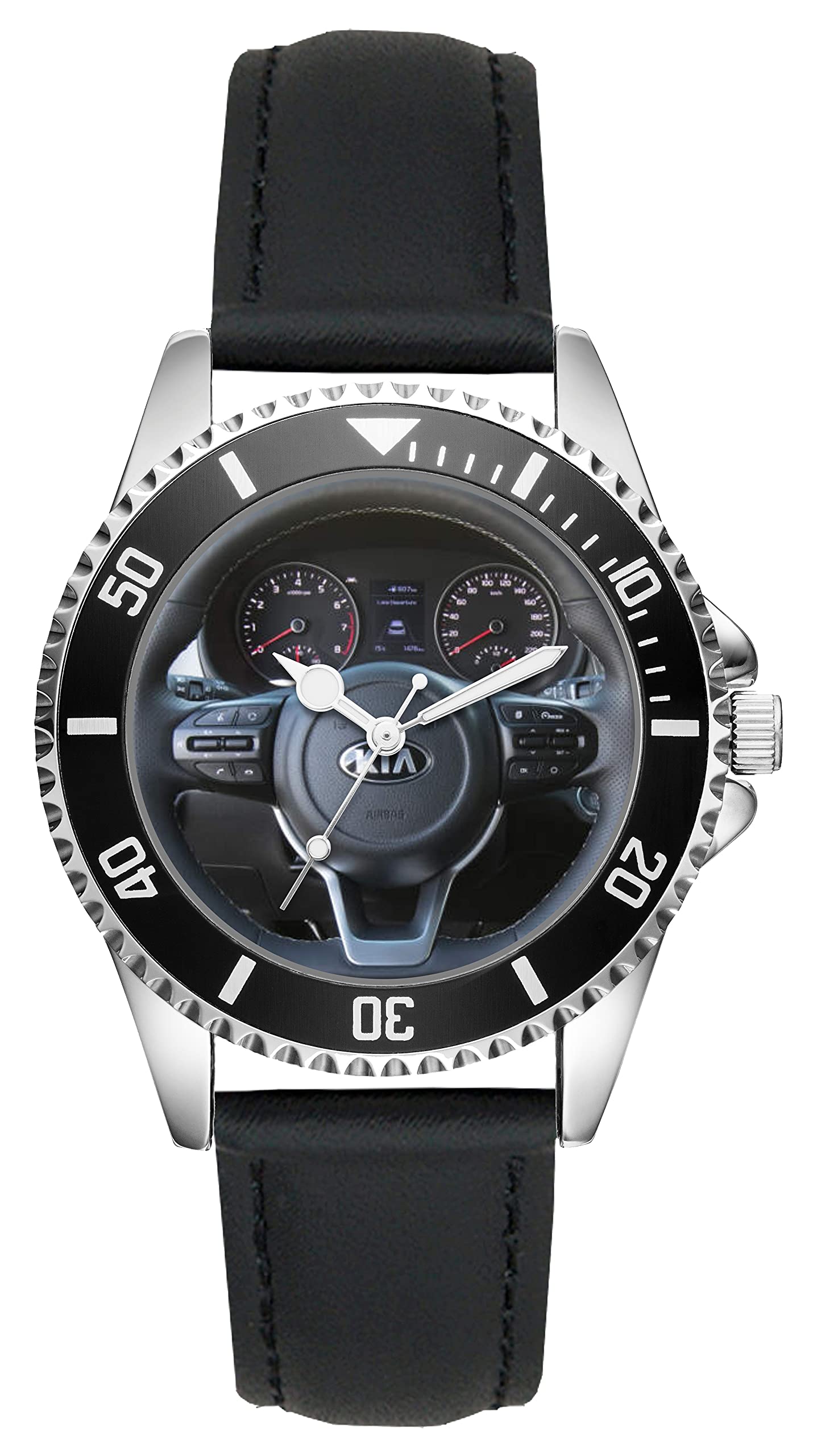 KIESENBERG Orologio Da Uomo Per Fan Kia Stonic – Design Cockpit, Quarzo Analogico, Cassa 43 Mm, Vetro Minerale, 3 ATM - 2