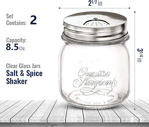 Miniatura 2 de Bormioli Rocco Quattro Stagioni - Juego de tarros de especias de 8.5 onzas, tarros de vidrio duraderos con tapas giratorias multifuncionales, tapas