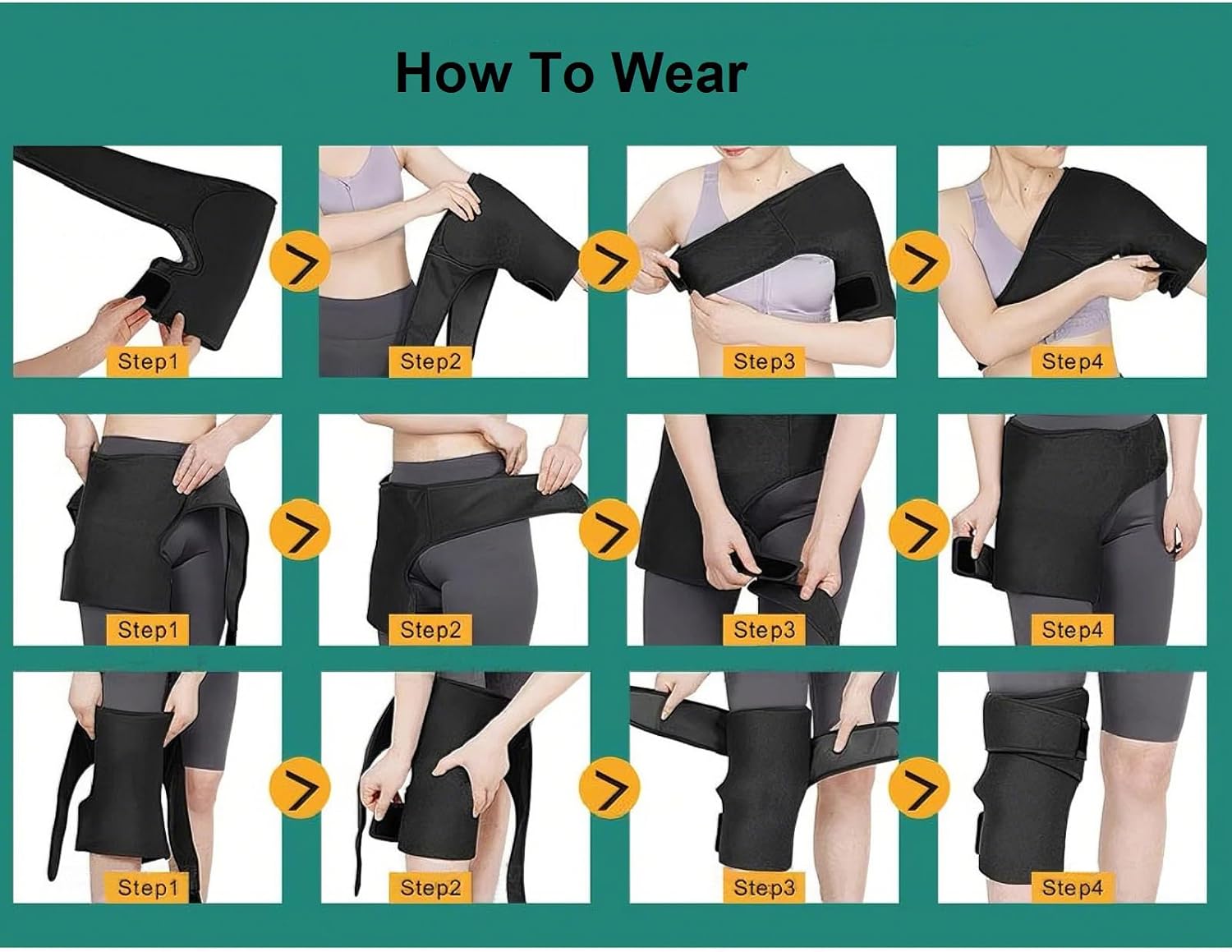 Reusable Gel Ice Packs Hot Cold Therapy with Adjustable Velcro Strap | Universal for Shoulder Knee Hip, Relieves Arthritis Swelling Pain, Flexible When Frozen, Soft Skin-Friendly