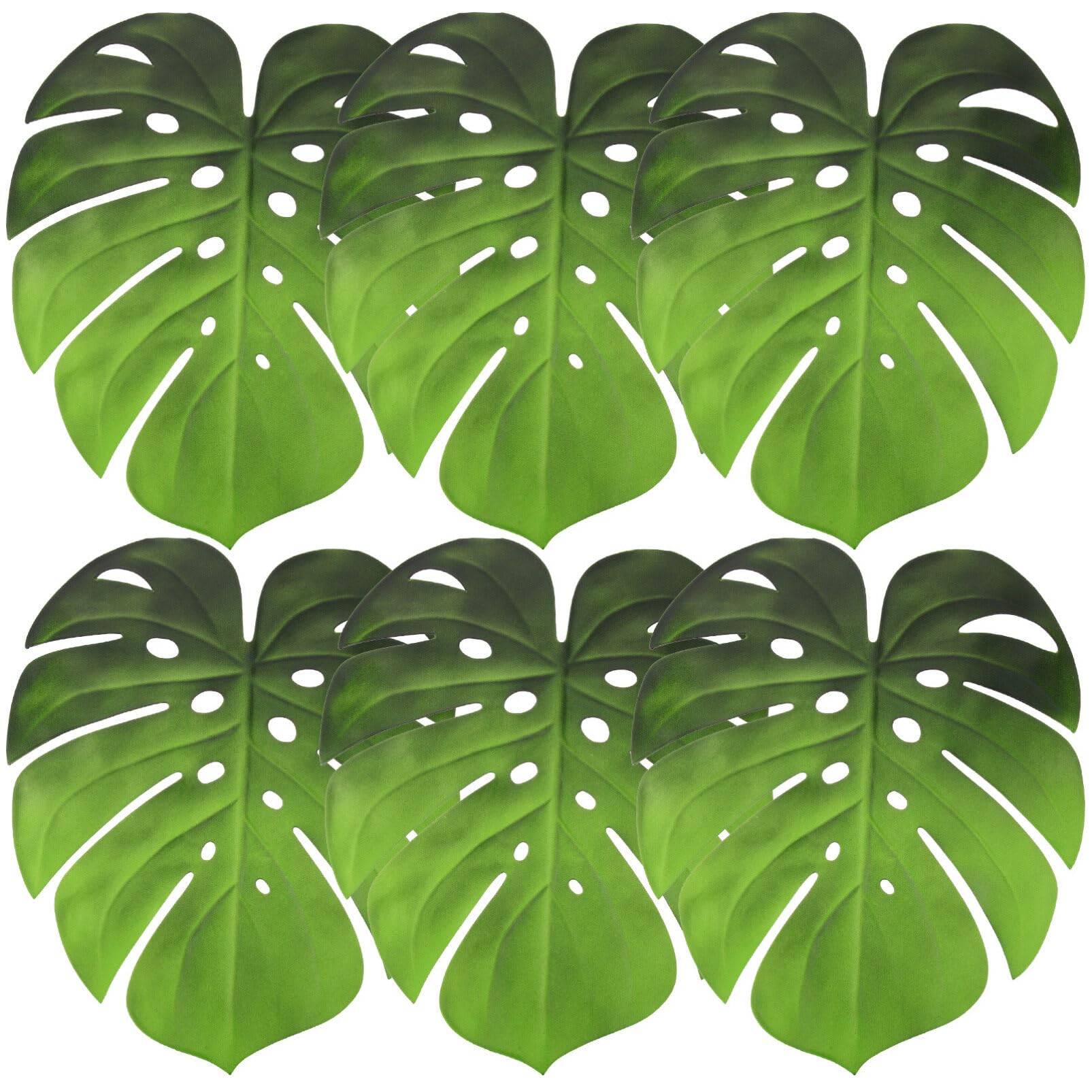 YARNOW 6Pcs Monstera Leaf Placemats 18X15 Inch Non Slip Table Mat Heat Insulated Eva Material Dining Table Mats for Kitchen Party Decor Easy Clean