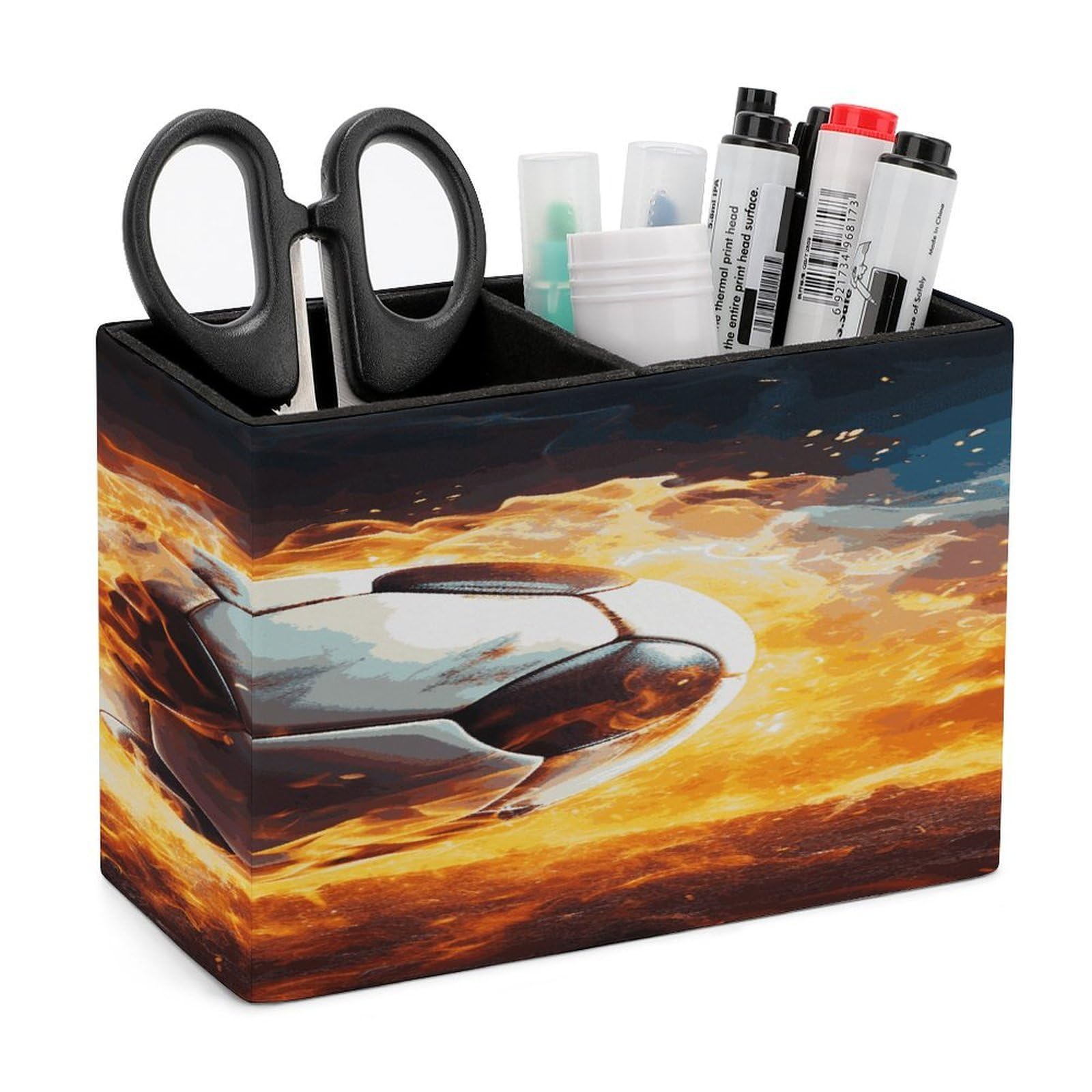 Porte-stylos en cuir rangement de bureau pour stylo de football et crayons divers