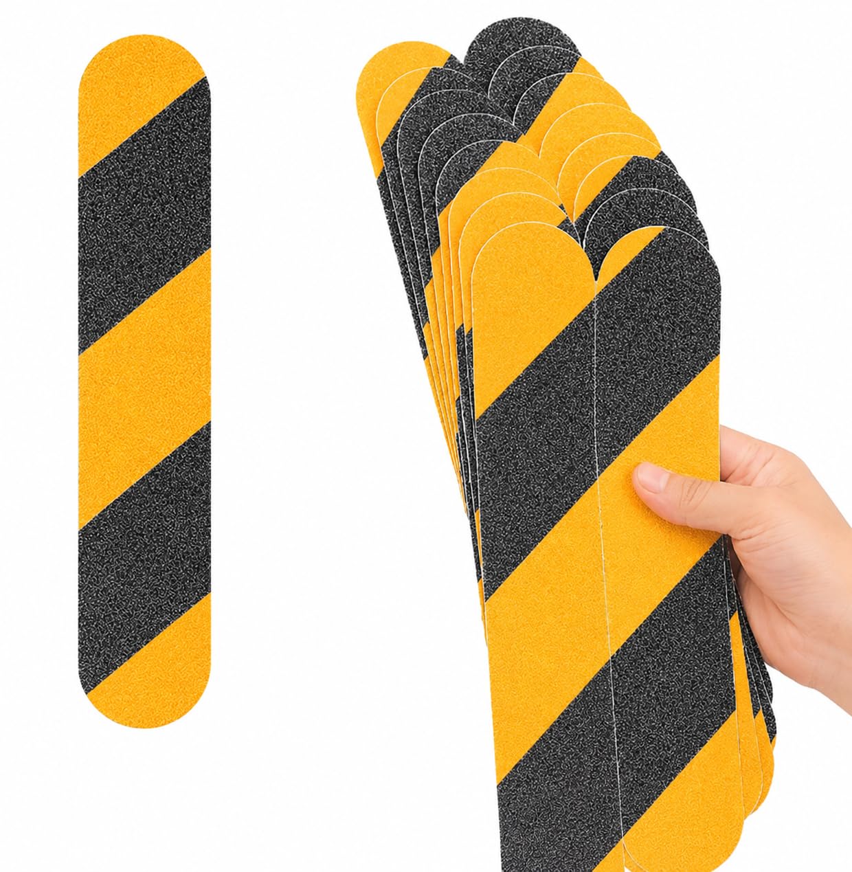 Non-Slip Stair Treads for Wooden Stairs | Self-Adhesive Carpet Mats | Washable Anti-Skid Step Covers for Kids, Pets & Elderly | (15, Anti Slip Tape Yellow And Black)-image-35