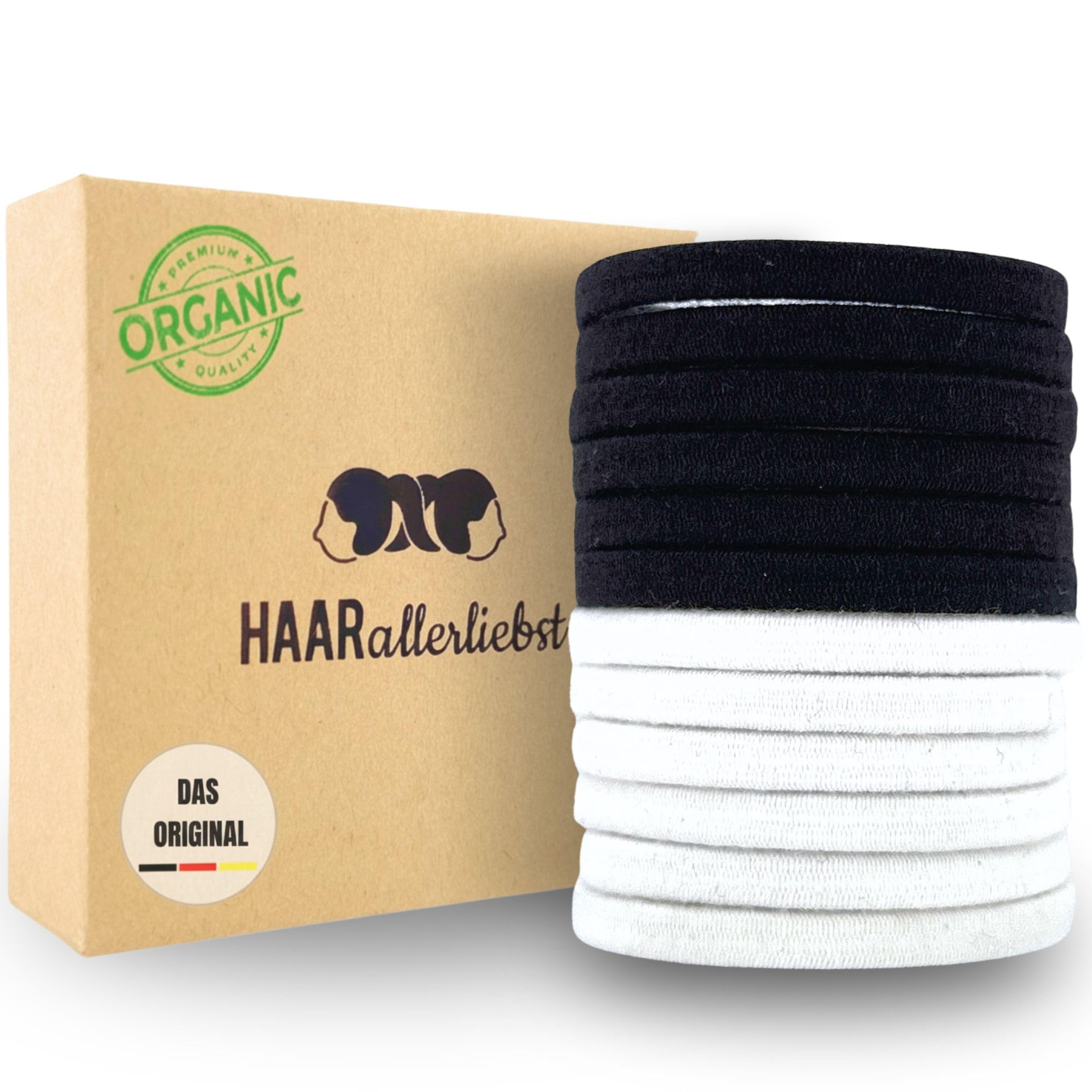 Haarallerliebst Women's Hair Scrunchies Set of 12, Hair Bobbles Flat without Metal Made of Organic Cotton & Natural Rubber