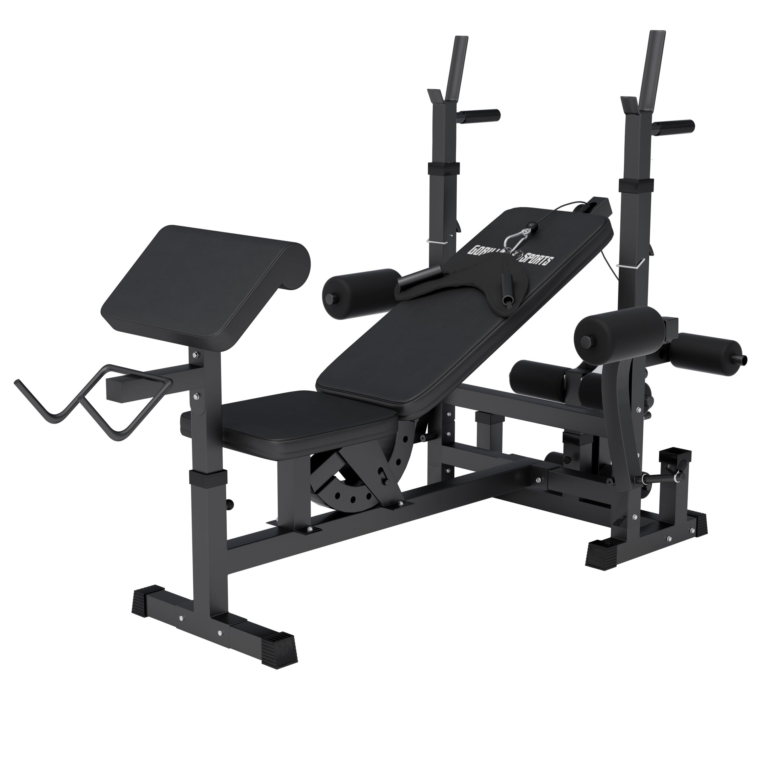 Banco de pesas Gorilla Sports – Banco de musculación para tracciones por cable, butterfly, press, curl de piernas, dips