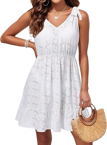 Pinup Fashion Swimsuit Cover Ups - Women Sleeveless Bathing Suit Coverup Swimwear 2025 Eyelet Beach Dress
