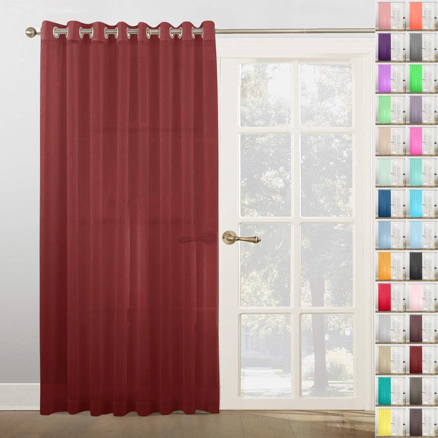 Megachest Woven Voile super wide metallic ring top Curtain 1 Panel (Burgandy, 116" wide X 81" drop)