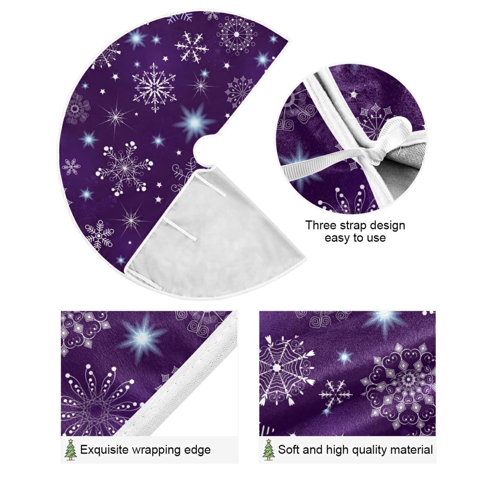 ALAZA Christmas Tree Skirt Decoration,Large Tree Skirt Ornament 47.2 Inch with Violet Christmas Purple for Christmas Party Holiday Home Decorations