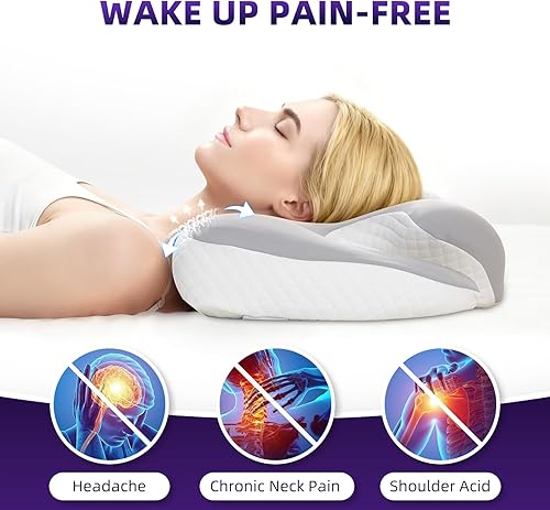 Miniatura 4 de Almohada cervical para el cuello, almohadas ergonómicas de espuma viscoelástica para aliviar el dolor de cuello y hombros, almohada de cama