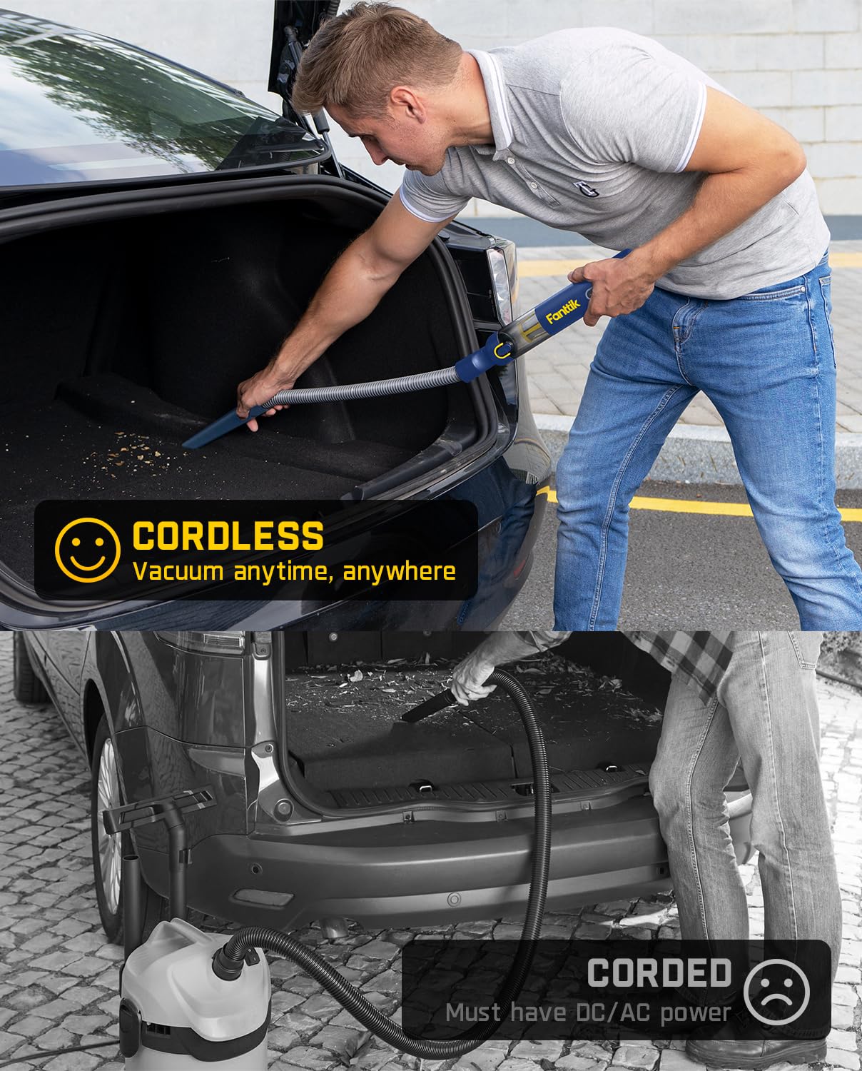 Fanttik Slim V8 APEX Cordless Car Vacuum & Air Duster 4-in-1 Portable Mini Vacuum with 19000pa Suction Power for Pet Hair Type-C Charge One-Touch Empty for Car Office Desk Keyboards Blue product thumbnail 7