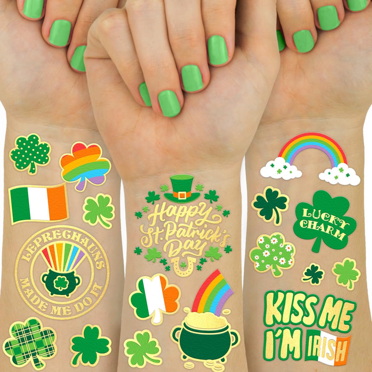 xo, Fetti St Patricks Day Decorations Tattoos - 50 styles | Shamrock Supplies, Kiss Me I'm Irish Party, Leprechauns