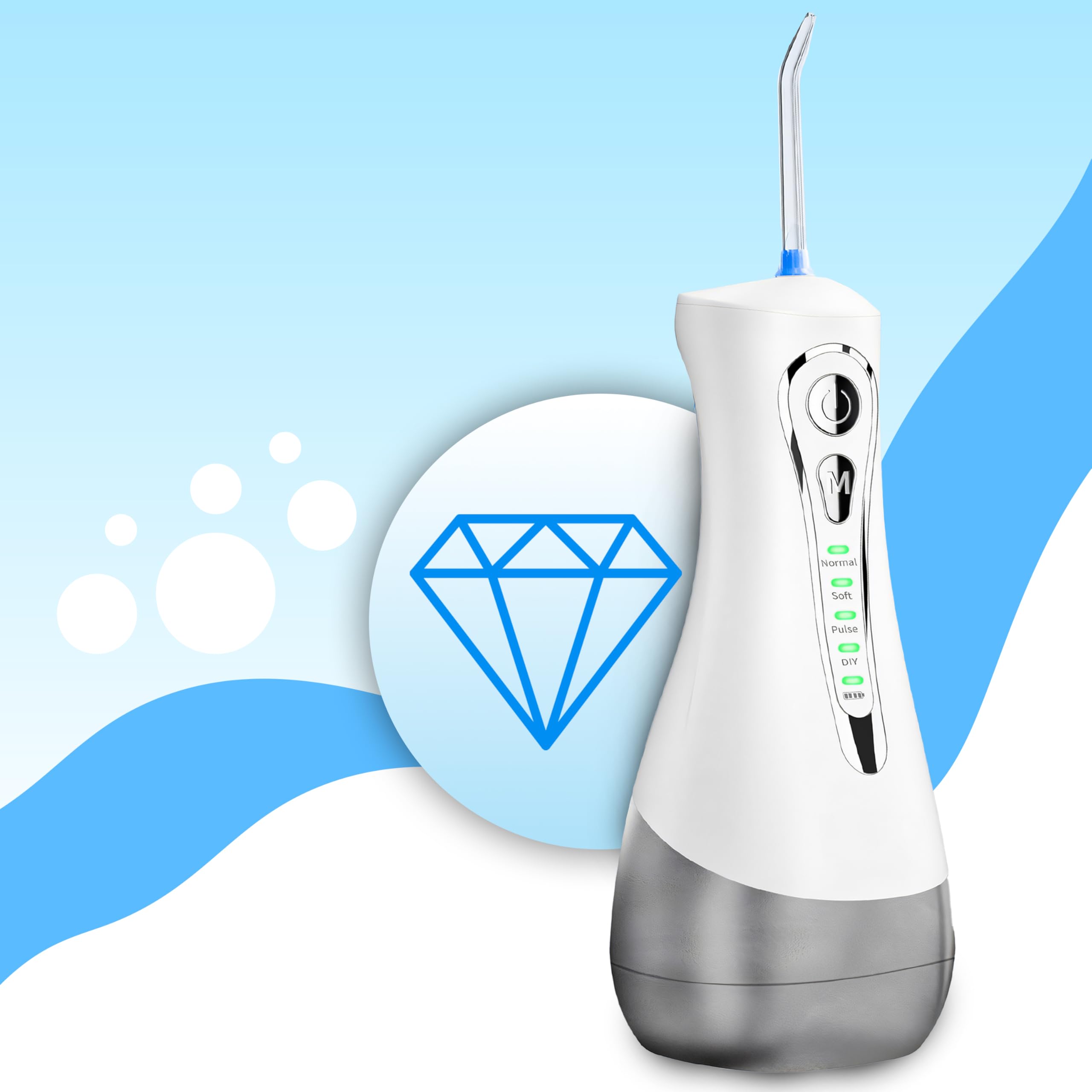 Retoo Irrigatore orale senza fili, 4 modalità, 7 ugelli, IPX7, pulitore elettrico per denti, serbatoio dell'acqua da 300 ml, per rimuovere residui di cibo, ricaricabile,