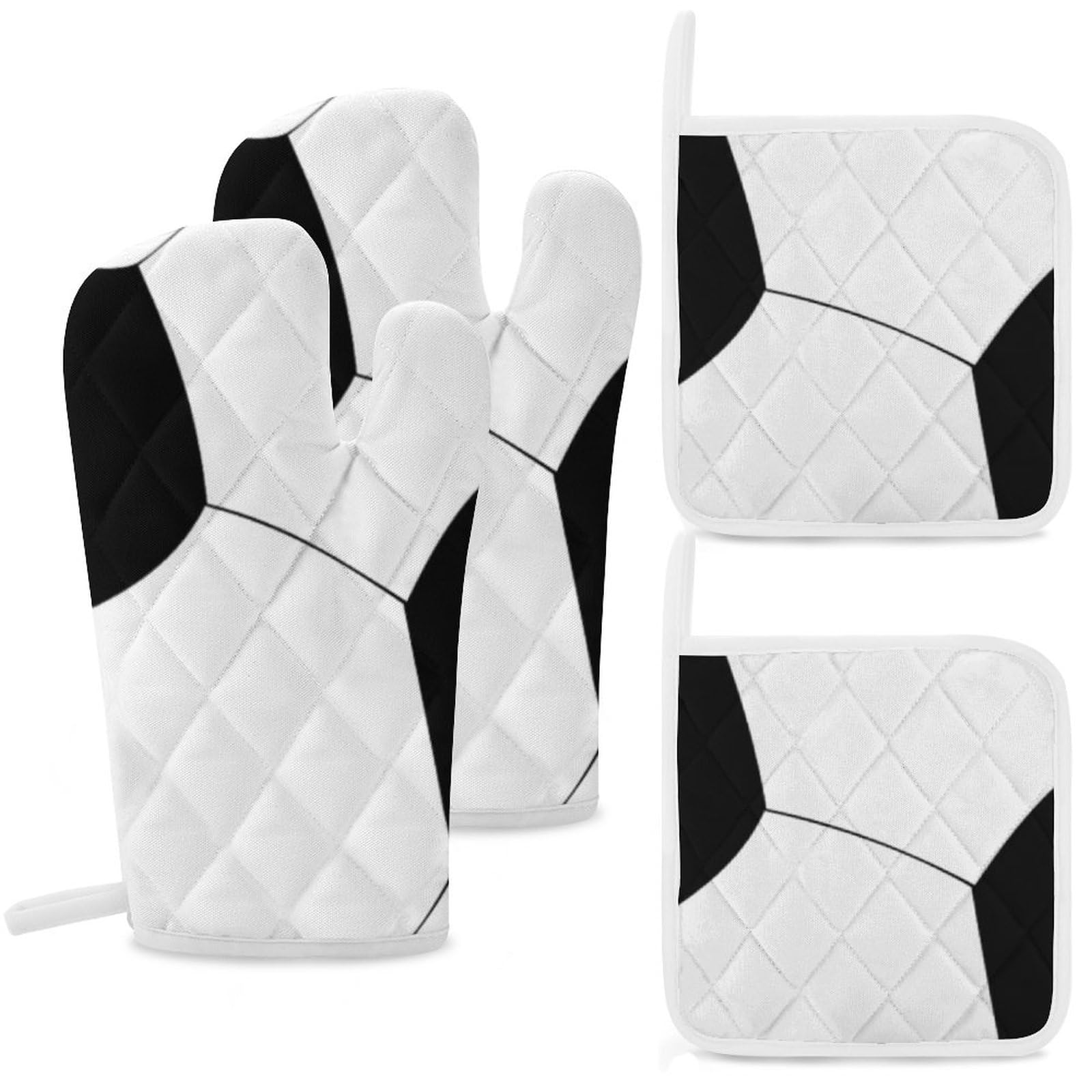 4Pcs Oven Mitts and Pot Holders, Heat Resistant Oven Mitts Gloves Set Kitchen Hot Pads for Cooking Grill