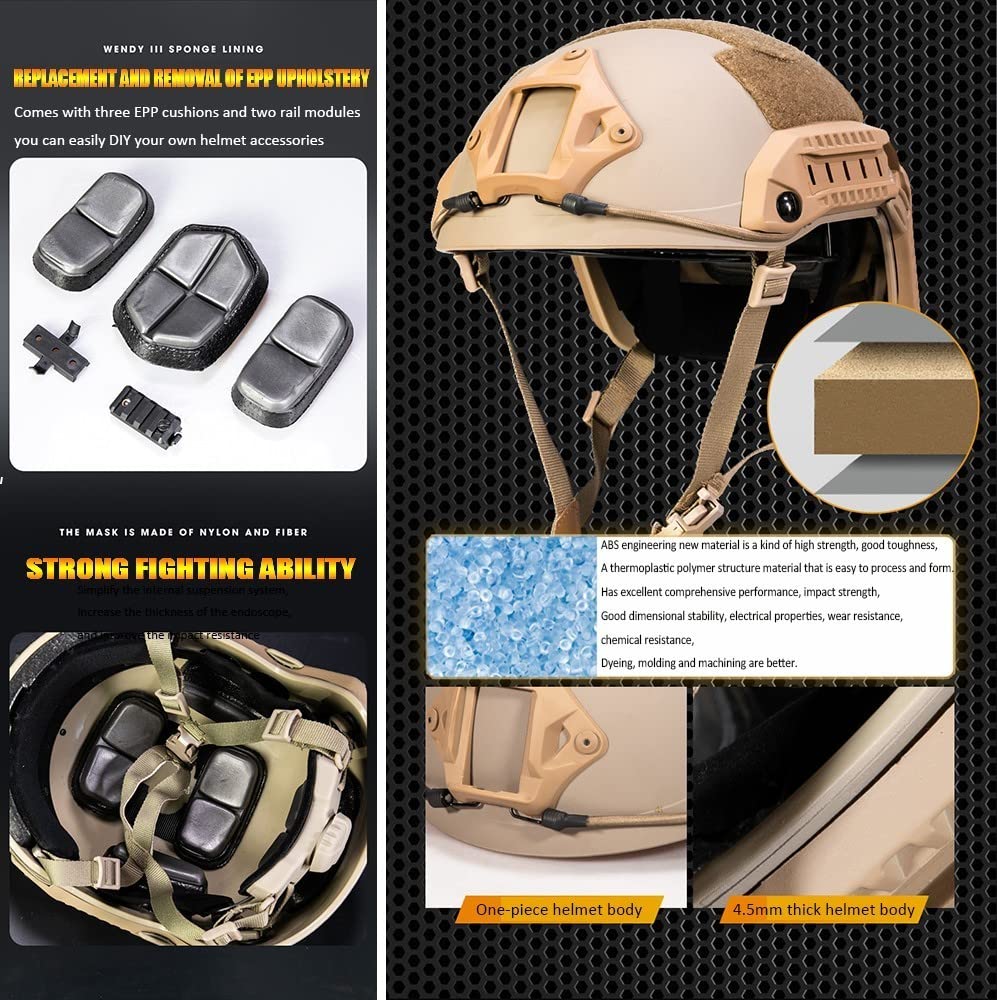 WISEONUS Universal Tactical Helmet Goggles, Removable Airsoft, Helmet