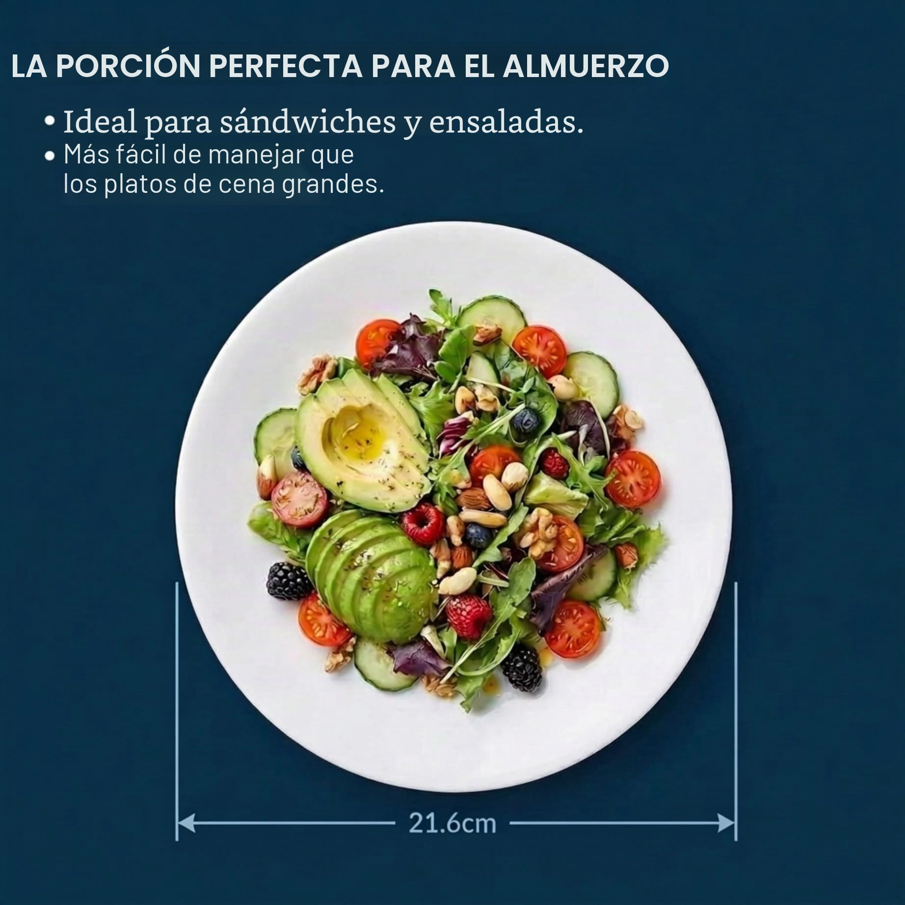 CORELLE Vitrelle - Juego de 6 platos para ensalada (cristal de tres capas, antiastilla), 21,6 cm, color blanco helado