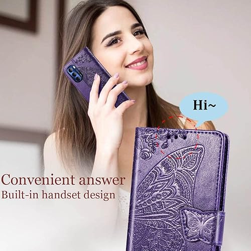 Miniatura 6 de Funda para Moto G Stylus 0.18 oz 2022, funda con tapa para mujer con diseño de mariposa en relieve de piel sintética, ranuras para tarjetas, correa