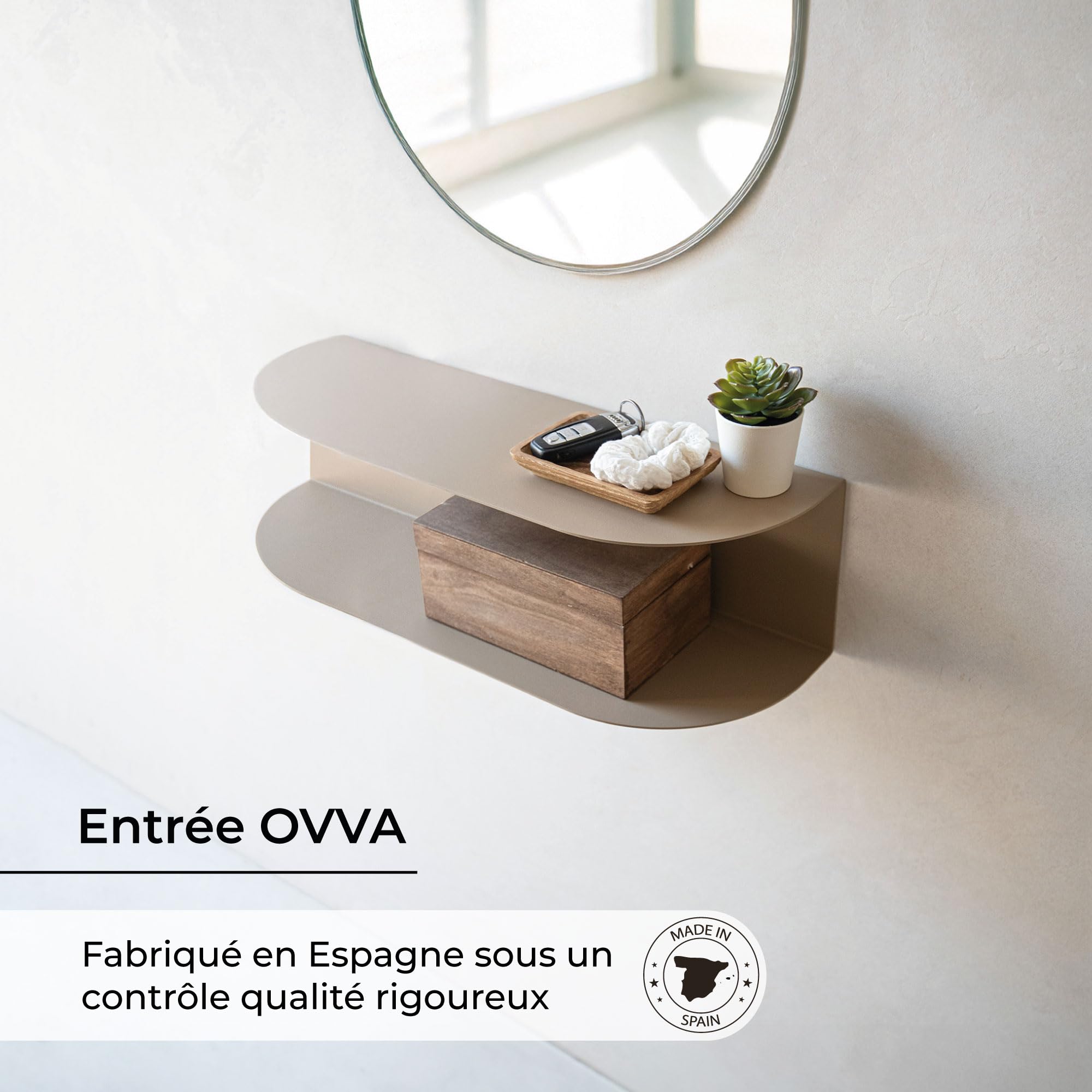 MILUKA Console Entree Suspendue Ovva 60 cm, en métal Blanc, 2 Niveaux